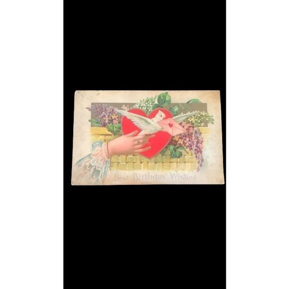 Wooden Rustic Frame with Vintage 1909 Happy Birthday Victorian Postcard - Picture 4 of 12